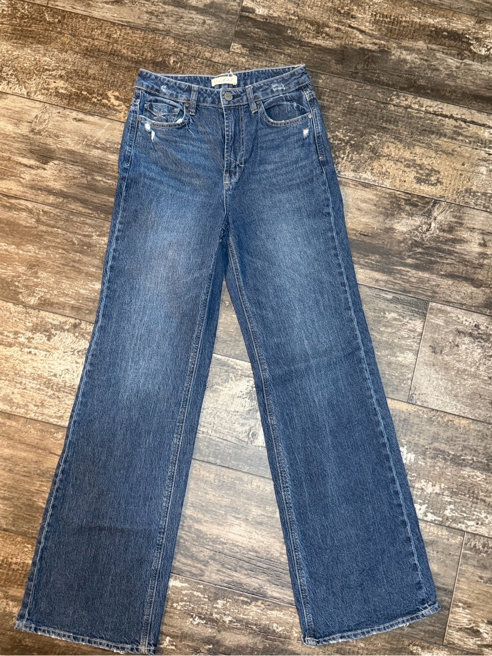 Unpublished Women's Wide Leg Flare Jeans - Dark Blue Denim